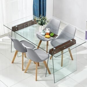 Mesa SELENE, madera, cristal templado, 200x90 cms