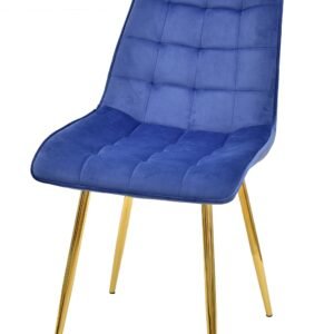 Silla GILDA, metal, dorado, tejido velvet azul