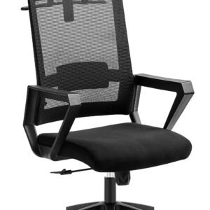 Sillón de oficina ASTON, negro, malla y tejido negro