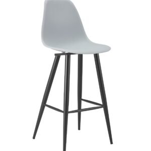 Taburete CLUNY, metal epoxi negro, polipropileno gris