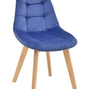 Silla LORENA, madera, tapizada velvet azul
