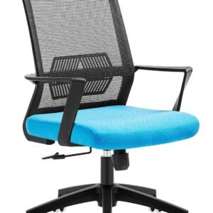 Sillón de oficina RISLEY, negro, malla negra, tejido azul claro