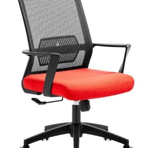 Sillón de oficina RISLEY, negro, malla negra, tejido rojo