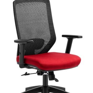 Sillón de oficina CLAYTON, negro, malla negra, tejido rojo
