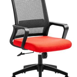 Sillón de oficina CLIFFORD, negro, malla negra y tejido rojo