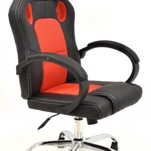 Sillón de oficina SEPANG, racing, similpiel negra, tejido mesh rojo