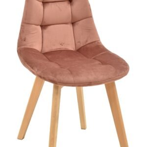 Silla LORENA, madera, tapizada velvet rosa coral