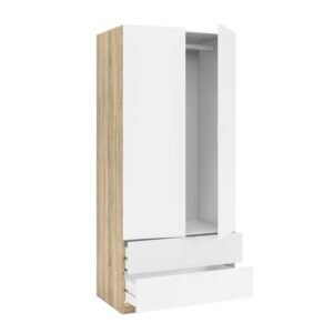 ​Armario YOUTH 2 puertas + 2 cajones (180x81x52 cm) - Roble Canadian/Blanco Artik