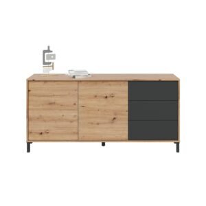​Aparador URBAN PLUS 2 Puertas + 3 Cajones (74x154x41 cm) - Roble Nodi/Gris Antracita