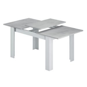 Mesa de Comedor Extensible PRÁCTICO (140-190x78x90 cm) - Cemento/Blanco Artik