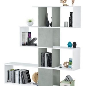 ​Estantería ELFOS PLUS (145x145x28 cm) - Blanco Artik/Cemento