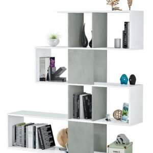 ​Estantería ELFOS PLUS (145x145x28 cm) - Blanco Artik/Cemento