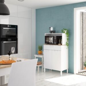 ​Mueble Auxiliar de Cocina FAST 2 Puertas + 1 Cajón (126x72x40 cm) - Blanco Artik/Roble Canadian