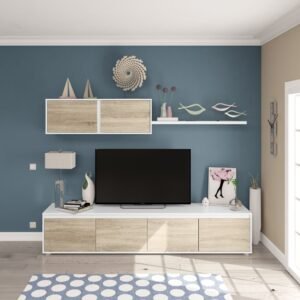 ​Mueble para Salón TV HOME (200x43x41 cm) - Roble Canadian/Blanco Artik