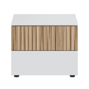 ​Mesita TEMPUS con 2 Cajones - Blanco Artik/Natur