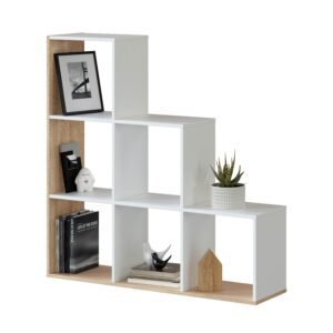 ​Estantería MULK-PLUS - Blanco Artik/Roble Canadian