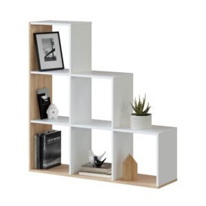 ​Estantería MULK-PLUS - Blanco Artik/Roble Canadian
