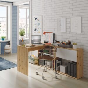 ​Mesa Escritorio-Dúo con Estantería (Vertical-Horizontal) - R. Nodi/Blanco Artik