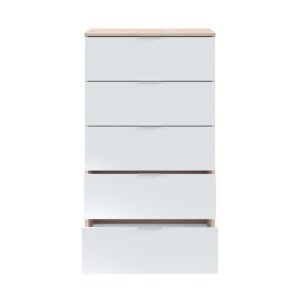 ​Cómoda 5 Cajones Haya - Roble Canadian/Blanco Artik