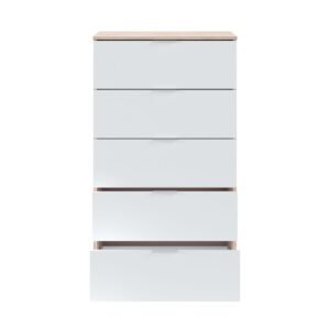 ​Cómoda 5 Cajones Haya - Roble Canadian/Blanco Artik