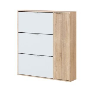 ​Zapatero MATT 4 Puertas - Roble Canadian/Blanco