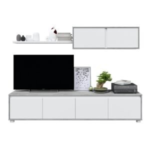 ​Mueble de Salón HOME TV - Cemento/Blanco Artik