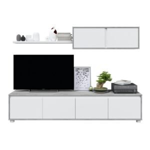 ​Mueble de Salón HOME TV - Cemento/Blanco Artik