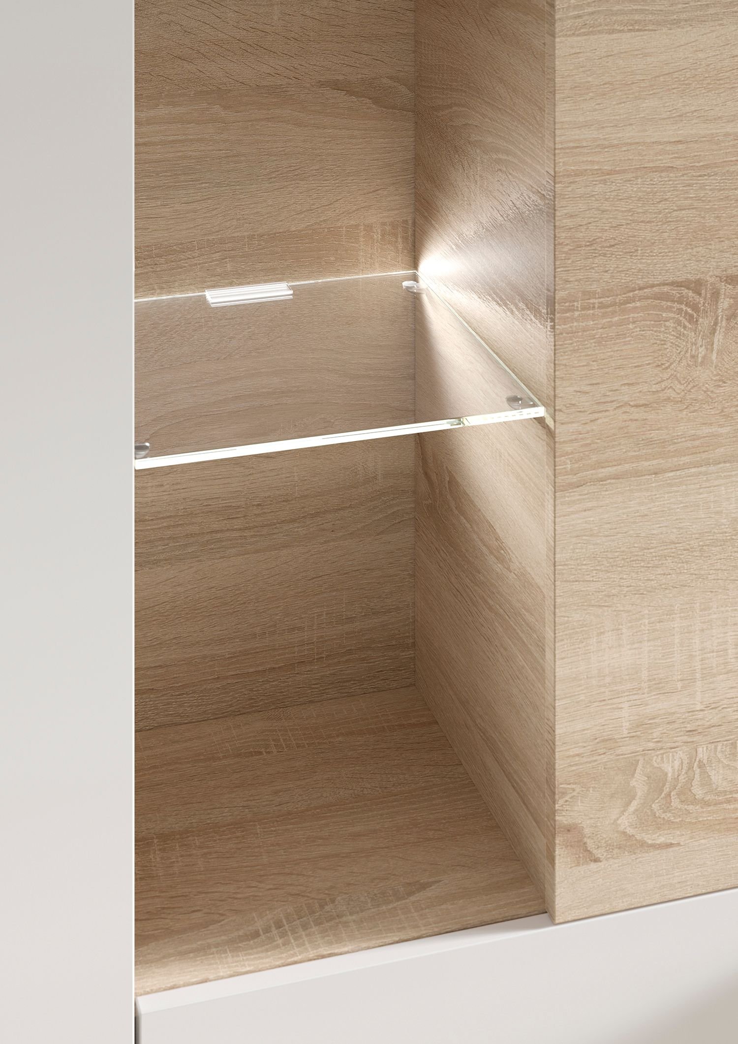 Mueble Salón Compacto DISEGNO - Roble Canadian/Blanco Brillo