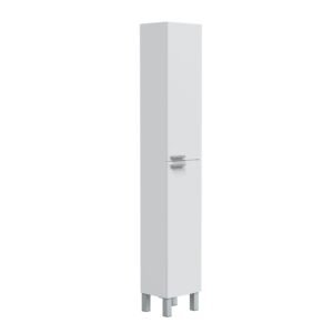 ​KONCEPT Columna Baño 2 Puertas 4 Estantes (182x30x25 cm) – Blanco Brillo