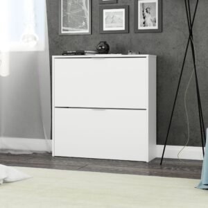 ​MAELYS Zapatero 2 Puertas 75 - Blanco (76x75x22 cm)