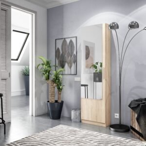 ​GUSTO Zapatero 1 Puerta + Espejo - Roble Canadian (180x50x22 cm)