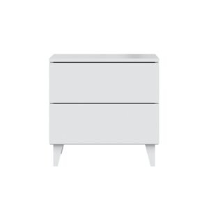 ​DIVA Mesita 2 Cajones + 4 Patas Blanco Brillo 49x50x34 cm