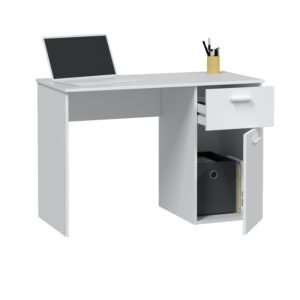 ​JUST Mesa Escritorio 1 Cajón + 1 Puerta Blanco Artik