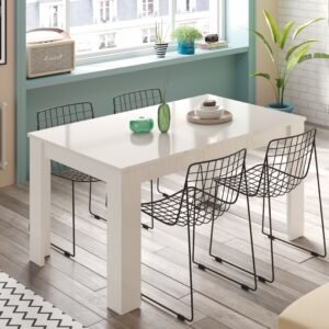 ​PRACTICO Mesa de Comedor Extensible 90x140-190 Blanco Brillo