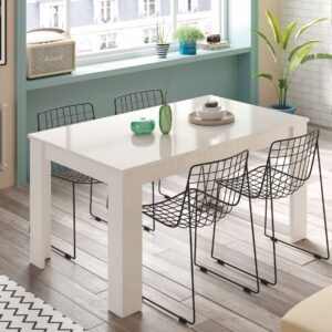 ​PRACTICO Mesa de Comedor Extensible 90x140-190 Blanco Brillo