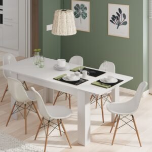 ​PRACTICO Mesa de Comedor Extensible 90x140-190 Blanco Artik