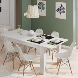 ​PRACTICO Mesa de Comedor Extensible 90x140-190 Blanco Artik