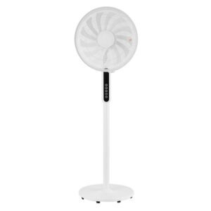 Ventilador De Pie Borlon Negro/gris 3 Vel.55w 5x2aspas Orientable+ Remoto+ Temporizador Regx43x40 Cm
