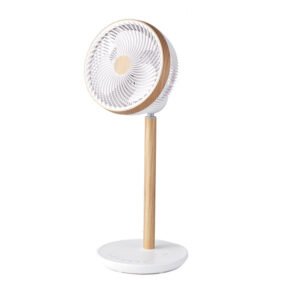 Ventilador De Pie Colibri Blanco/madera 25w 12vel 70x 28,5x28,5cm 3asp Motor Dc C/remoto Y Temporizador