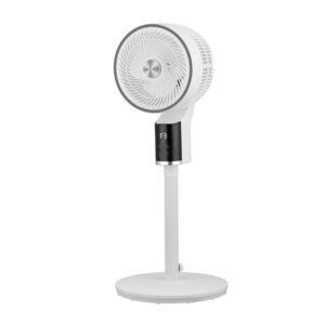 Ventilador De Pie Persa Gris/cromo 50w 3vel Regx33x33cm Oscilante, Display, Remoto Y Temporizador