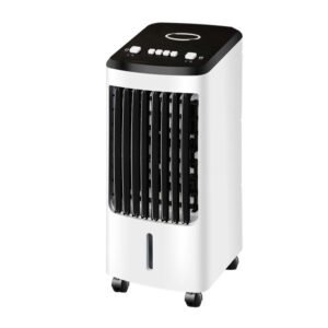 Ventilador De Pie Solar Frontera Blanco 20w 3vel 5aspas Fijo Y Rotatorio Bateria Litio Regx43x38cm