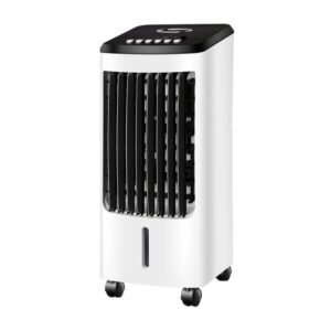 Ventilador De Pie Solar Rialto Negro 30w 3vel 5aspas Puerto Usb Bateria Litio 112x41x38cm