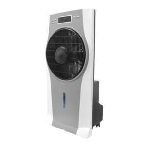 Ventilador De Pie Azor Negro 3velocidades 60w 70/100x35x35cm Oscilante C/remoto Y Temporizador