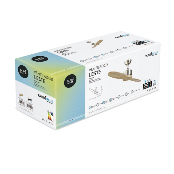 Ventilador Dc Leste Niquel 2 Aspas Haya Sin Luz 5 Velocidades Remoto Temporizador 132d - Imagen 7