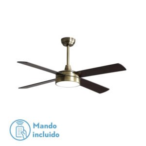 Ventilador Dc Nevery 26w Cuero 4 Aspas Roble/nogal 122d 2950lm 3000-4000-6000k  Remoto-temporizador-memoria 24