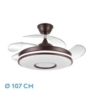 Ventilador Dc Dani 59w 6980lm Marron 4 Aspas desp.107d 3000-4000-6000k Remoto, Reg.intensidad, Memoria Y Temporizador