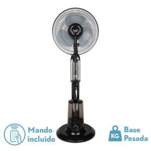 Ventilador De Pie Tromba Negro 3 Vel 80w Nebulizador  Tanque De Agua 3L C/remoto Y Temporizador 120x45x40 Cm