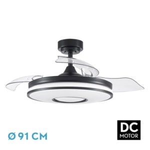 Ventilador Dc Dani 48w 4800lm Negro 3aspas 6velocidades 91d  3000-4000-6000k Remoto+memoria+temporizador