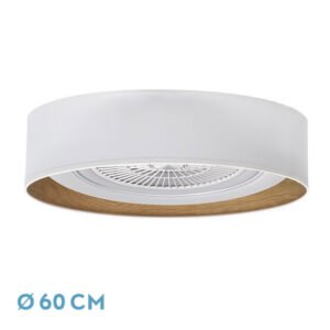 Ventilador Tania 72w Blanco/madera Clara 6120lm 5 Aspas 3col Remoto,memoria,reg.Intensidad,temporizador 25x60x60 Cm