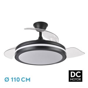 Ventilador Dc Esparta Plus 72w 6120lm Negro 107d 3aspas Desp.3000-4000-6000k Remoto+ Temporizador+ Memoria
